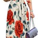 PinkPatty Women's Plus Size Maxi Dress 3/4 Sleeves Casual Flowy Long Dress for Vacation with Pockets (Large)
