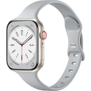 3 x WJK Sport Strap Compatible with Apple Watch Bands 38mm 40mm 41mm 42mm 44mm 45mm 46mm 49mm for Women, Soft Slim Thin Silicone Band Compatible with Apple Watch Series 10 9 8 7 6 5 4 3 2 1 Ultra/Ultra 2 (Light Gray)