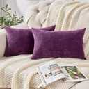 GAWAMAY Lumbar Pillow Decorative Rectangle Throw Pillow Covers 12"x20" Inch Set of 2, Super Soft Chenille Fall Pillowcase for Living Room Bedroom Sofa Couch Cushion Cover Purple 30x50cm (ONLY Covers)