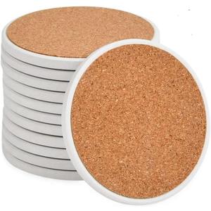 144pcs Coaster Blanks, 4.25" Round Ceramic & Cork Pad Tiles, Sublimation Blanks Bulk Wholesale, Double Side for DIY Painting, Heat Transfer Printing