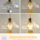 Glass Pendant Lights Kitchen Island, 11.8" Vintage Lighting Glass Light Fixtures Brushed Gold Modern Glass Chandelier Hanging Ceiling for Dining Living Room Restaurant Bedroom Foyer Entryway