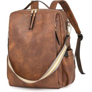 Dora & Liz Leather Laptop Backpack for Women, 15.6 Inch Travel Computer Bag | Built-in 15.6 inch laptop compartment, ideal backpack for college, office work and daily travel