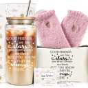 Unique Friendship Gifts for Women, Best Friend Birthday Gifts for Women, BFF, Sister, Bestie, 16OZ Glass Cup Christmas Gift Set with Makeup Bag