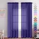 OVZME Purple Sheer Curtains 84 Inches Long 2 Panels, Light Filtering Window Sheer Curtain Panels for Bedroom Living Room, Dual Rod Pocket, Purple, Per Panel W42 X L84 inches