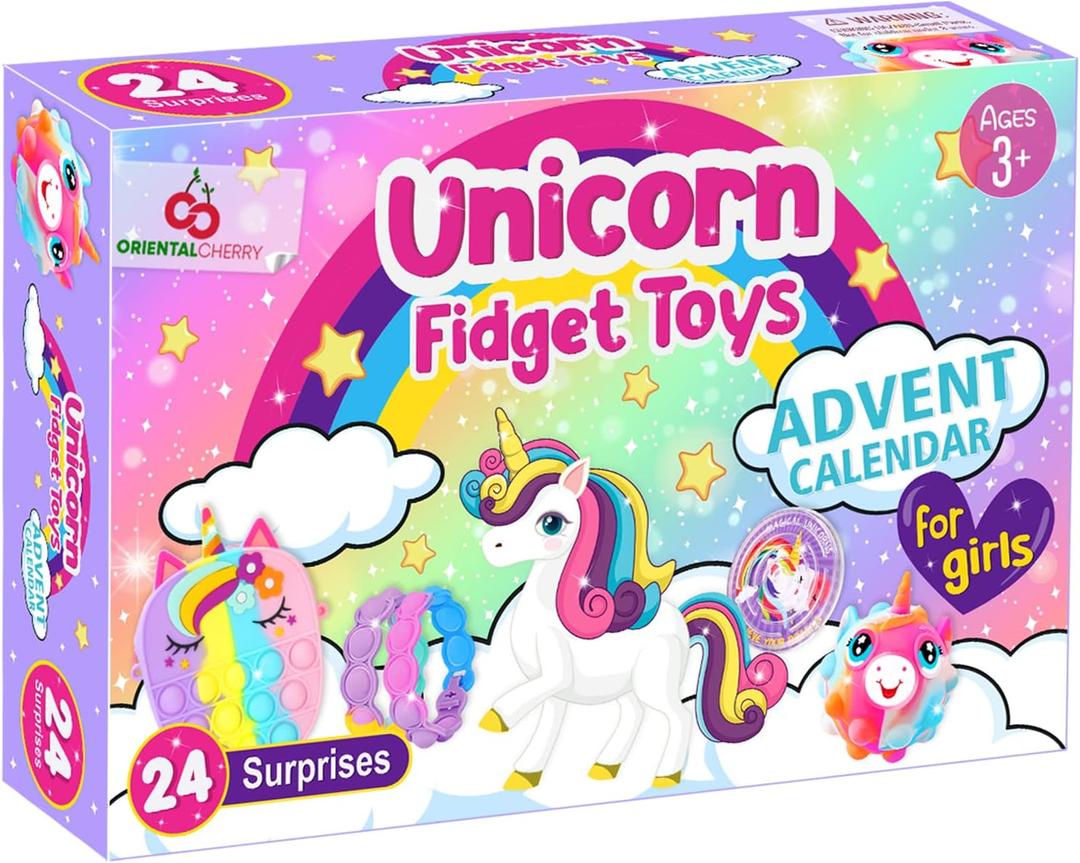 Advent Calendar 2025-24 Days of Unicorn Fidget Toys Bulk-Sensory Toys Surprise for Toddler Kids Girls Boys Ages 3 4 5 6 7 8 9 10 Year Old