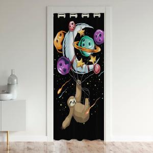jejeloiu Outer Space Door Curtain Doorway Privacy Sloth Darkening Blackout Curtain Cute Animal Closet Door Cover Curtain Decor Cartoon Sloth Printed 42x80 Inch 1 Panel