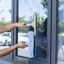 Professional Window Cleaning Kit 10IN, All-in-one Windows Cleaner Tool with Silicone Rubber Squeegee, Microfiber Scrubber & Cloth, Household Cleaning Supplies, Streak-Free Results