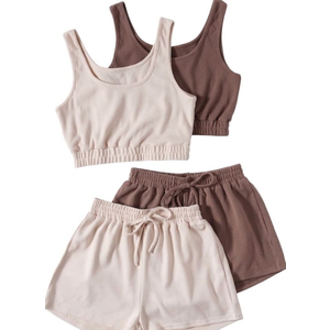 GORGLITTER Women's Shorts Sets 4 Piece Outfits Tank and Shorts Lounge Sets - Medium