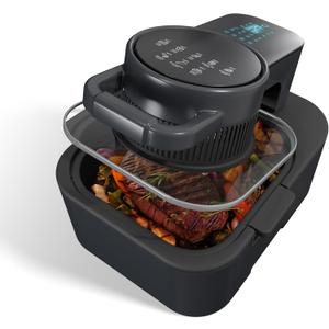 8QT Easy View Non Toxic Air Fryer, 1750W, 6-in-1 Non-drawer Digital Air Fryer, Precise Temp & Timer Control and Pre-Set Timer, Auto Shutoff, Roast, Bake, Air Fry, Broil, Reheat & Dehydrate, Black
