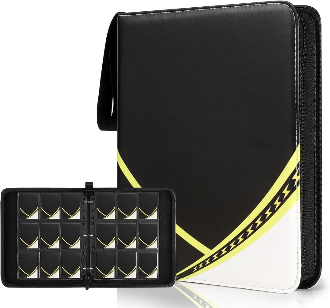 9 Pocket Card Binder for Pokemon Card, 720 Pockets Card Binder Holder with 40 Removable Sleeves, 3-Ring Zip Design Trading Card Albums for MTG/TCG/Sport Collectible Gifts for Boys and Girls (Black)