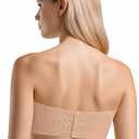 Strapless Bras for Women Wirefree Non-Slip Bandeau Bra, Seamless Padded Tube Top Invisible Bralette with Secure (Beige, M)