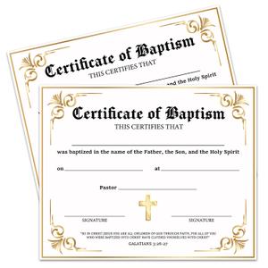 25 Baby Baptism Dedication Certificate with Babies Christening Dedication Certificates for Church Baptism Gifts 8 x 10 Inches - J845