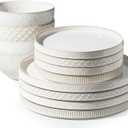 Getstar Dinnerware Sets, Plates and Bowls Sets (10.5 Dish + 8 Dish + 6 Bowl) for 4, Microwave Dishwasher Safe, 12 PCS Ceramic Dinnerware Sets