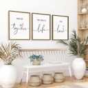 Houmury Framed Set of 3 And So Together They Built A Life They Loved Above Bed Wall Decor Wall Art for Farmhouse Home Bedroom Kitchen Living Room Wood Signs (Brown,12"x16")