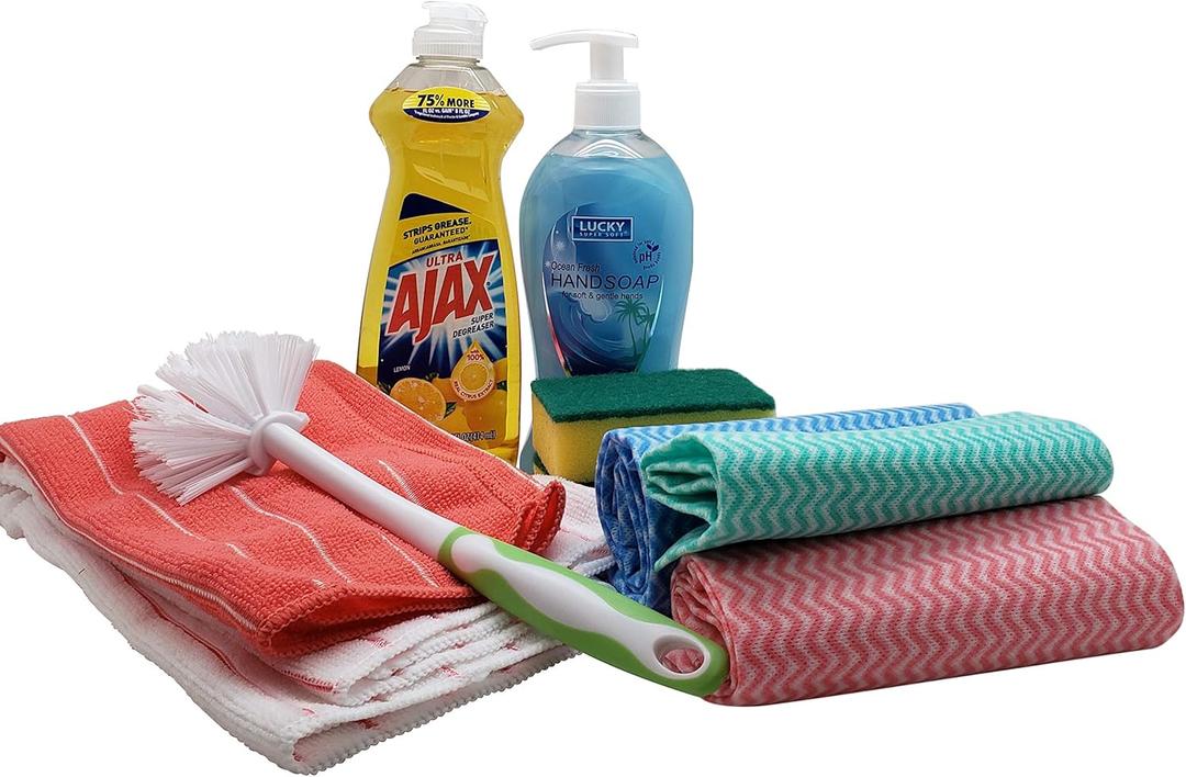 Dorm Room All Inclusive Kitchen Cleaning Kit comes with Dish soap, Sponges, Soap Hand Wash & More Dorm Room All Inclusive Kitchen Cleaning Kit comes with Dish soap, Sponges, Soap Hand Wash & More
