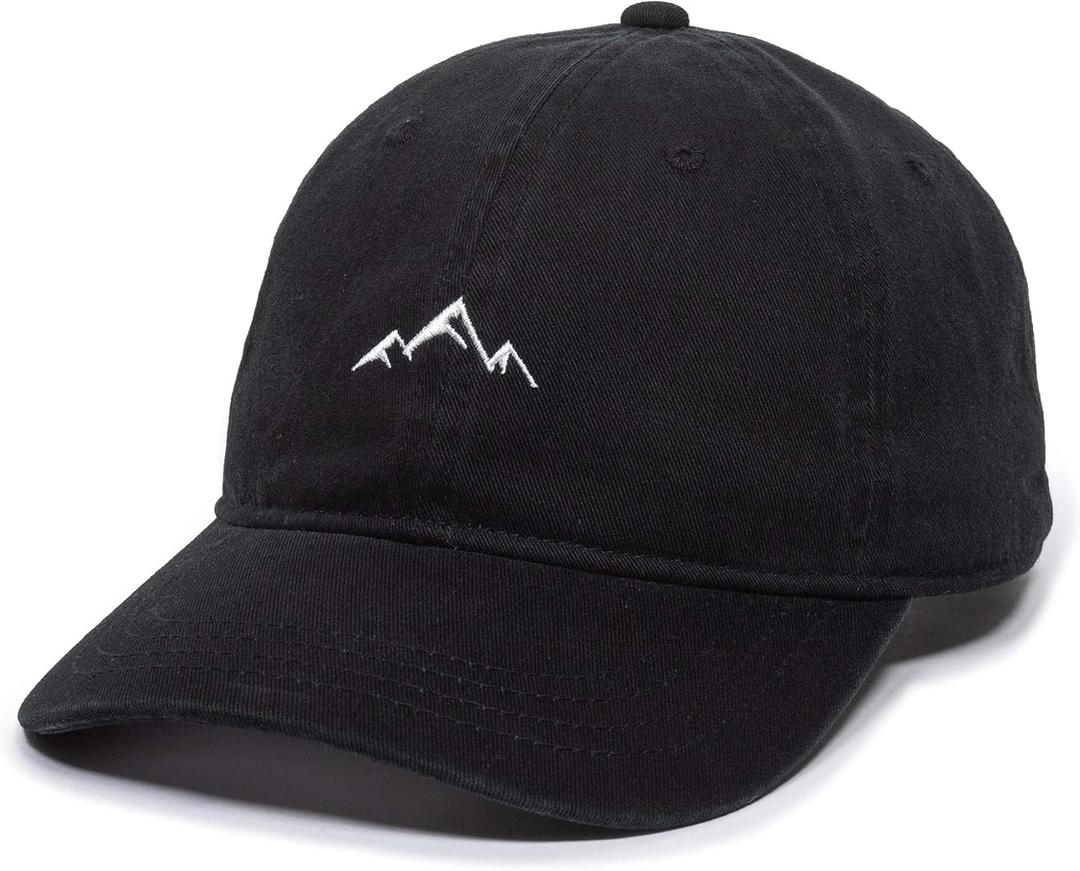 Outdoor Cap -Adult Mountain Dad Hat-Unstructured Soft Cotton (Black)