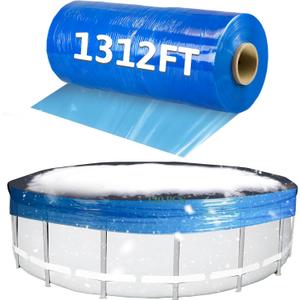 1312 Ft Winter Pool Cover Seal for Above Ground Pools, Winter Pool Cover Seal for Above, Windproof Stretchable Pool Cover Wrap Stretch Film Clear Cling for Keep Pool Clean