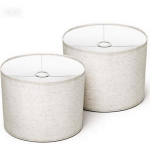 Lamp Shades Set of 2, Drum Lampshades 13" Top x 13" Bottom x 10" High, Beige Modern Fabric Lampshades for Table Lamps Floor Lamps, Natural Linen Lampshade, Easy Assembly Required