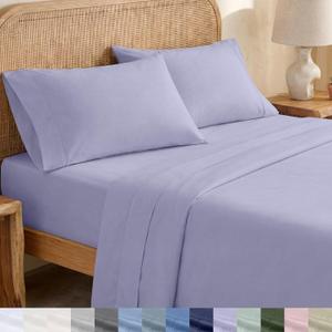California Design Den California King Sheet Set - Soft 100% Organic Cotton Sheets with Deep Pockets, Crisp Percale, Breathable and Durable Bedding Set - Lavender Mist