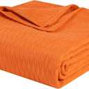 HomeRoots King Burnt Orange Cotton Woven Geometric Blanket