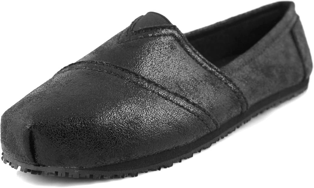 Laforst Women's Slip and Oil Resistant Non Slip Work Shoes Jess PU Slip-On Flat (8.5)