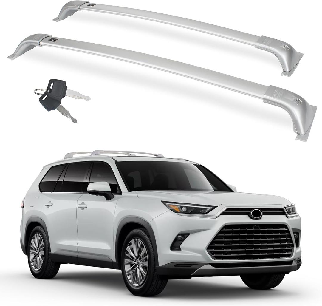 Heavy Duty Roof Rack Crossbar Compatible for Toyota Grand Highlander (Not fit LE/LE Hybrid) 2024up All Grades.Max 260lb Loading Capacity with Metal Lockable Anti -Theft Locking Mechanism