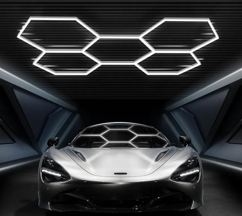 Hexagon Garage Lights, High Brightness 168W 6500K 18480Lumens Honeycomb Hexagon Led Garage Light 5 Grid for Garage, Auto Beauty Shop, Car Detailing Shop, Workshop