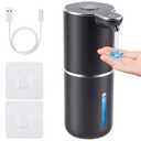 Automatic Soap Dispenser, Hand Soap Dispenser 12.8oz/380ml Smart Rechargeable, Black Soap Dispensers with 6-Level Touchless, Wall Mounted or Countertop Dish Soap Dispensing for Bathroom & Kitchen