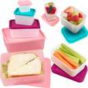 Bentology Snack Buddies - Mini Bento Snack Lunch Box w 4 Portion Control Meal Containers and Lids - BPA, PVC Free, Food Safe  On-the-Go lunchbox - Pink (1 Count)