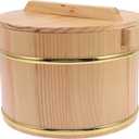 Wooden Rice Bucket with Lid 7.87 Inch Steamed Rice Storage Container Sushi Mixing Tub with Handle for Home Kitchen Restaurant