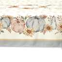 YiHomer Blue Pumpkin Bordered Thanksgiving Tabletop, Stonewashed Fall Pumpkin and Sunflower Cottage Print Easy Care Fabric, Farmhouse Harvest, Tablecloth, 52 x 70 Rectangle