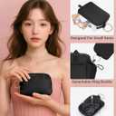 Ceneda Small Gym Bag for Women, Quilted Puffer Tote with Wet Pocket & Coin Purse, Lightweight Mini Sports Travel Duffle with Crossbody Strap, Water-Resistant for Workout, Yoga, Daily Commute (Black)