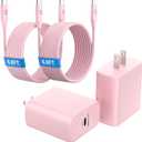 45W Super Fast Charger Type C, [2 Pack] 45 Watt USB-C Charger PD/PPS Wall Charging Block for Samsung Galaxy S25 Ultra/S24/S23 Ultra/S23+/S22 Ultra/S22+/S20 Ultra, Tab S8(Pink, with 2X 6.6ft Cable)