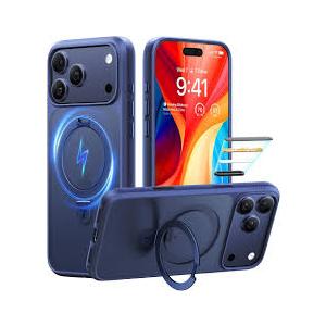 TORRAS Ostand for iPhone 17 Pro Case Magnetic, Fit for MagSafe, 4X Military Drop Protection, Camera Control, Slim Phone Case for iPhone 17 Pro with Kickstand, Translucent Matte Cover 6.3", Deep Blue