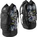 Fitdom Heavy Duty XL Soccer Mesh Equipment Ball Bag w/Adjustable Backpack Shoulder Strap Design for Coach. 2 Different Size Front Pockets for Sporting Accessories.