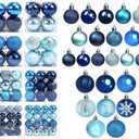 DomeStar 100PCS Shatterproof Blue Christmas Ornament Set - Glitter Balls for Tree Decor and Wreaths