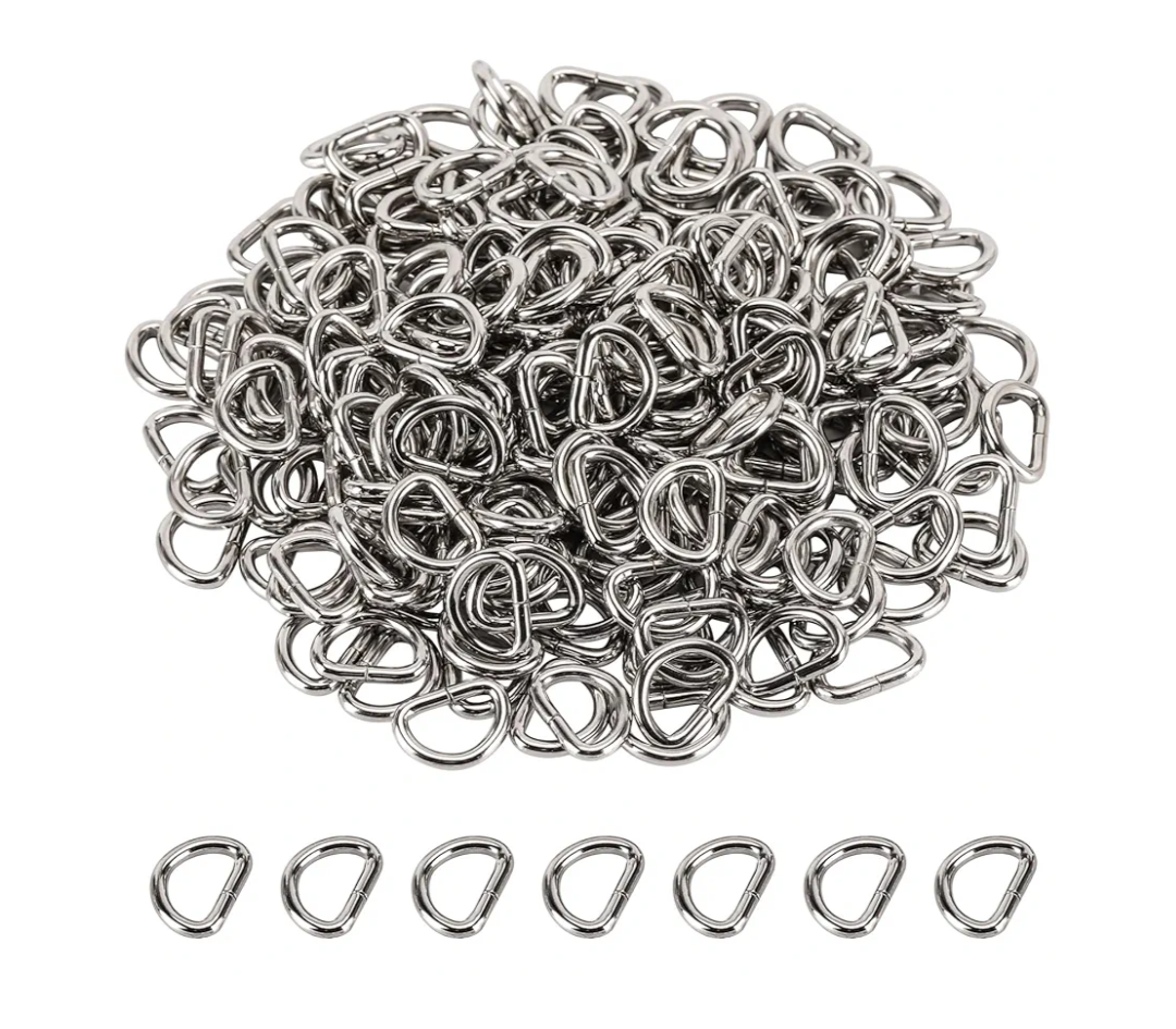 150 Pieces Metal D Rings 3/8 Inch(10mm), Multi-Purpose Non Welded D Ring for Purse, Keychains Belts, Dog Collar, Buckle Strap Sewing Accessories