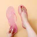 2 x Women Flip Flops Jelly Shoes Thong Sandals Flat Slides Clear Jellies Pool Slippers Bathroom Summer Beach Size 8 Ladies Non Slip Dress Comfortable Quick Drying Soft (Pink)