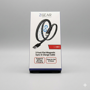 ZGear 3 Foot Flat Magnetic Sync Charge Cable, 2 Pack