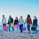 PoVwlty Rubber Beach Bag for Men & Women, Water-resistant Travel Tote Bag for the Beach Boat Pool