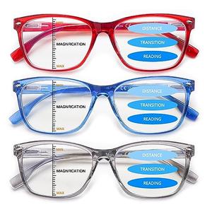 VIDEBLA 3 Pack Progressive Multifocus Reading Glasses Blue Light Blocking for Women Men Multifocal Readers with Spring Hinge (3 Mix Color-2, 1.50, Multiplier_x)