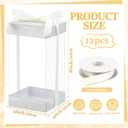 Zhanmai 12 Pack Clear Gifts Boxes 8 x 4 x 4 Transparent Gifts Box with Glitter Base Lid Clear Plastic Presents Packaging Cases for Wedding Birthday Valentine Mother's Day Father's Day(White)