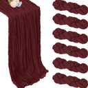 6 Pack Burgundy Cheesecloth Table Runner 10ft Boho Gauze Fabric Cheese Cloth Table Runner 35 x 120 Inch Rustic Sheer Runner for Romantic Wedding Decor Baby Shower Party Table Centerpiece Decoration