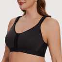 MELENECA Women's Front Closure Wirefree Post Surgery Plus Size Back Support Posture Bra