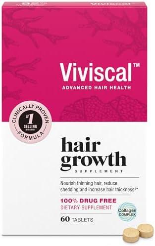 Viviscal Hair Growth Supplements For Women For Thicker, Fuller Hair, Nourishes Thinning & Loss, With Proprietary Collagen Complex, 60 Tablets, 1 Month Supply