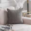 Home Brilliant Pillow Cover 20 x 20 Square Plush Throw Pillow Cover Soft Corduroy Striped Pillowcase for Chair Bench Patio Porch Balcony, 20x20 inch (50cm), Ash Grey