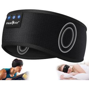 MUSICOZY Sleep Headphones Wireless, Bluetooth 5.4 Headband Sports Sleeping Headphones Eye Mask Earbuds Breathable Music Headband Perfect for Workout Running Travel Yoga (Waffle)