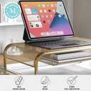Martha Stewart Ryder Gold Mesh Metal Desktop Monitor Stand Riser with Organizer Drawer and Side Storage