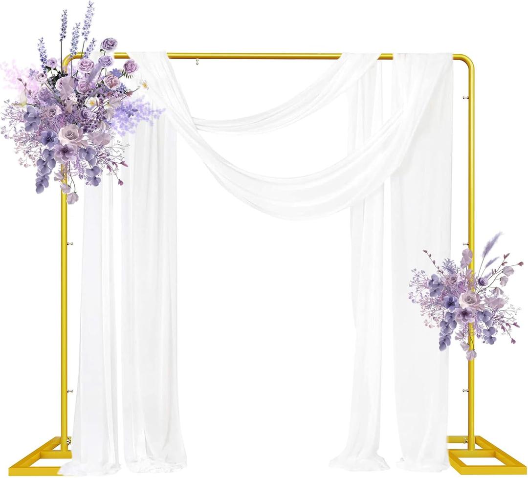 7.2Ft Metal Arch Backdrop Stand - Gold Square Stand for Wedding Ceremony, Party, Baby Shower, Birthday, Graduations Decoration - Easy to Assemble