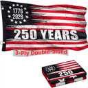 250 Anniversary USA Flag, 3x5 Ft Double-Sided, 1776-2026 USA 250 Years of Freedom Flag, Patriotic Yard & House Banner for 4th of July